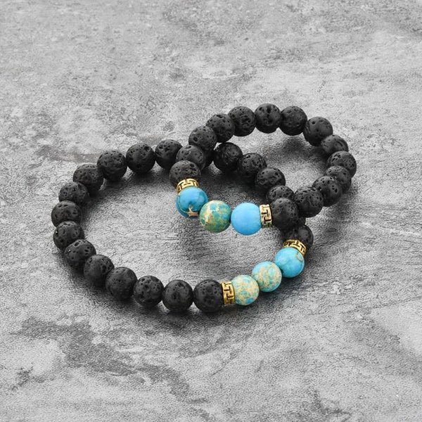 MYSTIQS Kids and Adult Matching Lava Rock Beaded Bracelets Essential Oil Diffuser Set