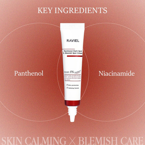 RAVIEL Panthenol Dark Spot & Blemish Care Cream, Intensive Treatment for Brightening and Deep Hydration, 0.5 fl oz x 2