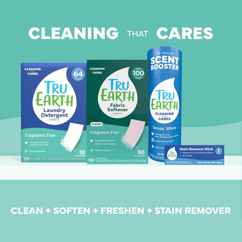 Tru Earth Compact Dry Laundry Detergent, Unscented, Up to 64 Loads (32 Sheets), Liquidless Detergent