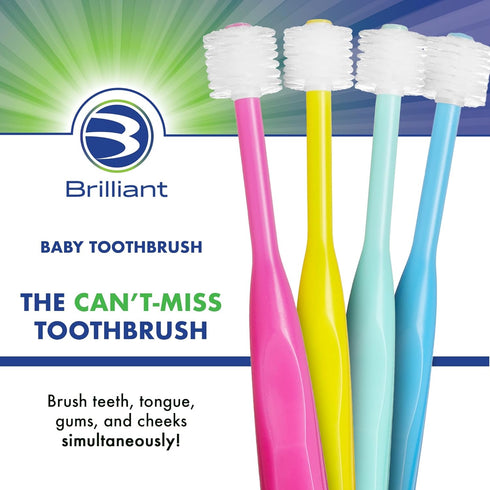 Brilliant Oral Care Baby Toothbrush, Soft Bristles, Pink, Ages 0-2 Years, 1 Pack
