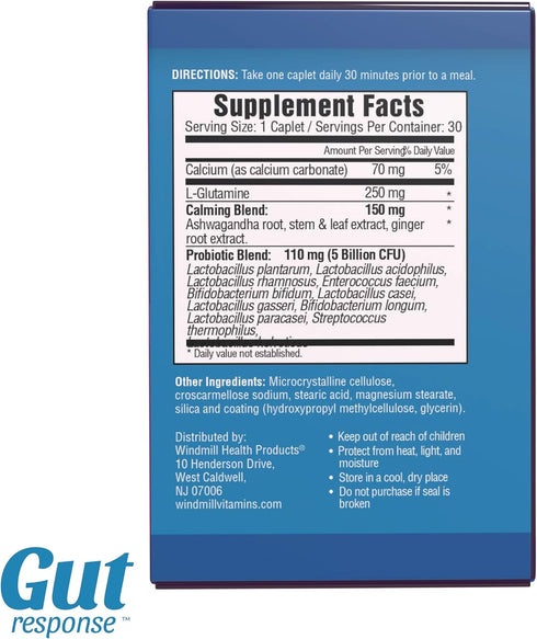 Stress Probiotic for Men & Women, Boosts Immune System, Promotes Calmness, Non-GMO, Gluten Free, 30 Caplets