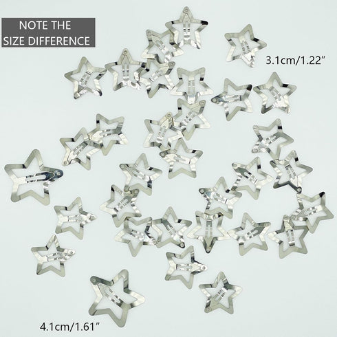 30 PCS Star Hair Clips, Non Slip Snap Hair Barrettes, 2000s Y2K Silver Metal Hair Accessories for Girls Women