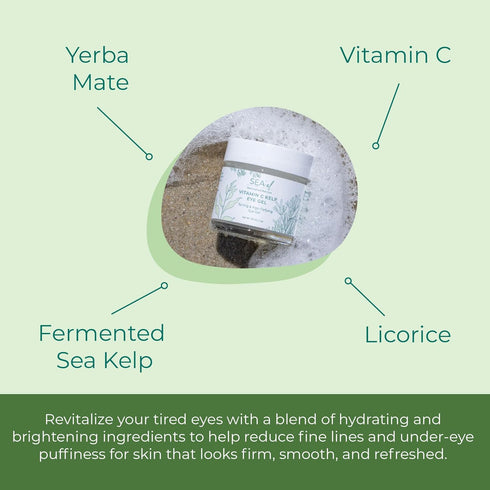 Vitamin C Kelp Eye Gel for Puffiness, Under Eye Bags & Dark Circles, Cooling Youthful Glow, 1 Oz
