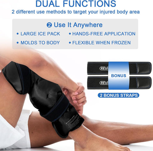 REVIX Extra Large Ice Pack for Back Pain Relief, Reusable Gel Ice Packs for Back, Hip, Leg Swelling, Bruises, Sprains,