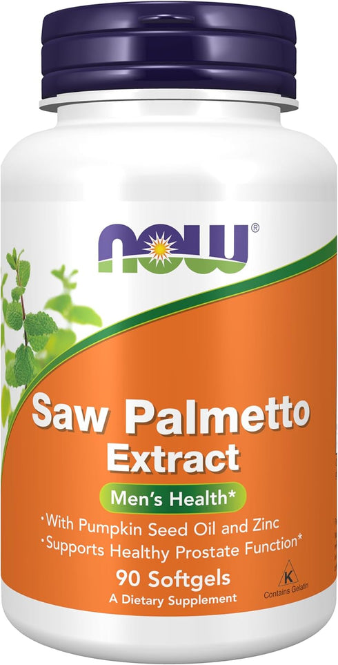 NOW Foods Supplements, Saw Palmetto Extract with Pumpkin Seed Oil and Zinc, Men's Health, 90 Softgels
