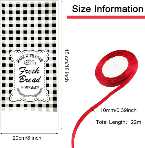 Zonon 100 Pack 1 18 8 Inch Bread Bags for Homemade with Roll Tie Ribbon x Large Clear Plastic Bakery Wrapping Buffalo