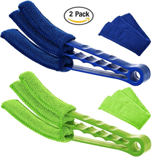 SENHAI Duster Set of 2 - Microfiber Cleaner Brush for Window Blinds, Air Conditioner, Vent, with 2 Extra Sleeves