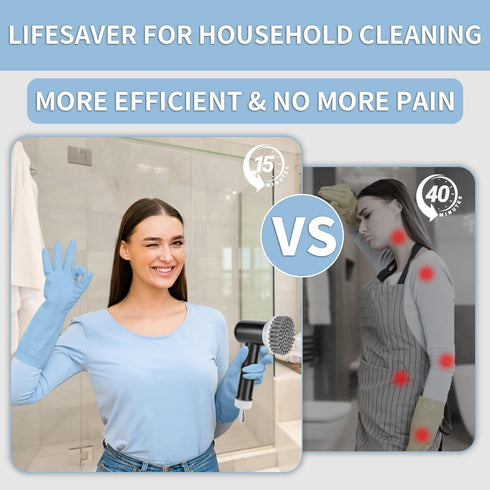 Electric Spin Scrubber, Cordless Shower Scrubber with 3 Replaceable Brushes for Bathroom Cleaning