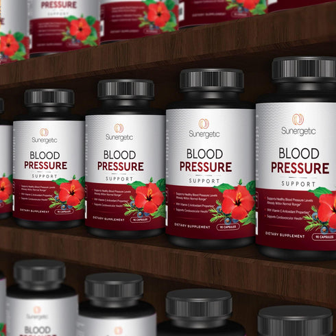 Premium Blood Pressure Support Supplement - Cardiovascular & Heart Health with Garlic, Hawthorn & Hibiscus - 90 Capsules