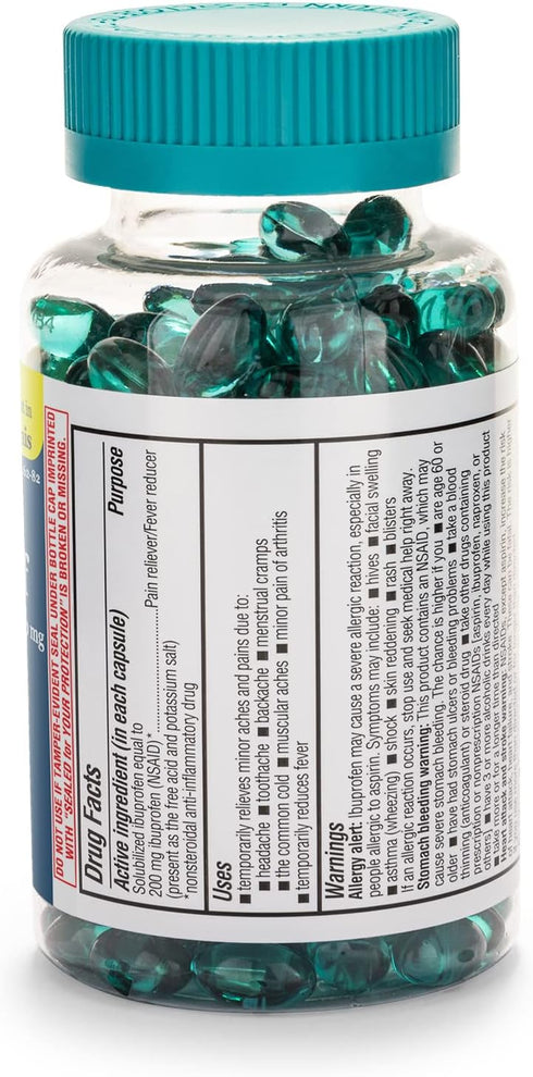 Mini Ibuprofen 200 Mg Softgels, Pain Reliever/Fever Reducer (NSAID), Made in USA, 240 Count