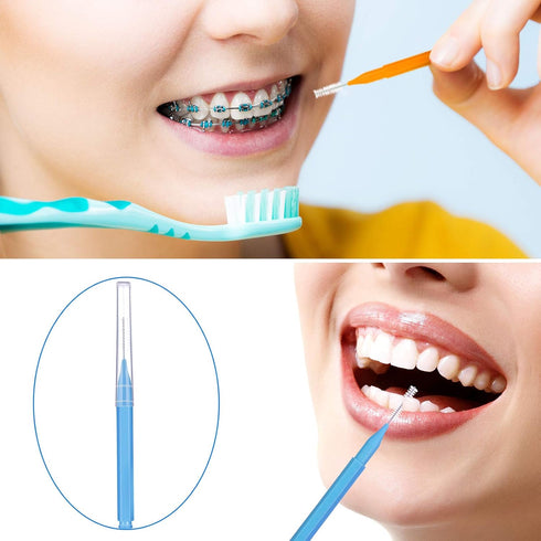 Patelai 100 Pieces Braces Brush for Cleaner Interdental Brush Toothpick Dental Hygiene Flosser Tooth Cleaning Tool