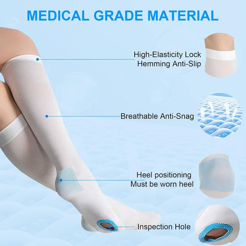 Zilaimi 2 15-20mmHg Pairs Medical Grade TED Hose Compression Stockings for Women & Men, Knee-High Anti Embolism