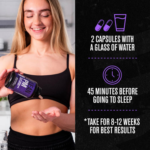 Jacked Factory Lean PM Night Time Fat Burner & Sleep Aid Supplement for Men and Women - 120 Stimulant-Free Veggie Pills
