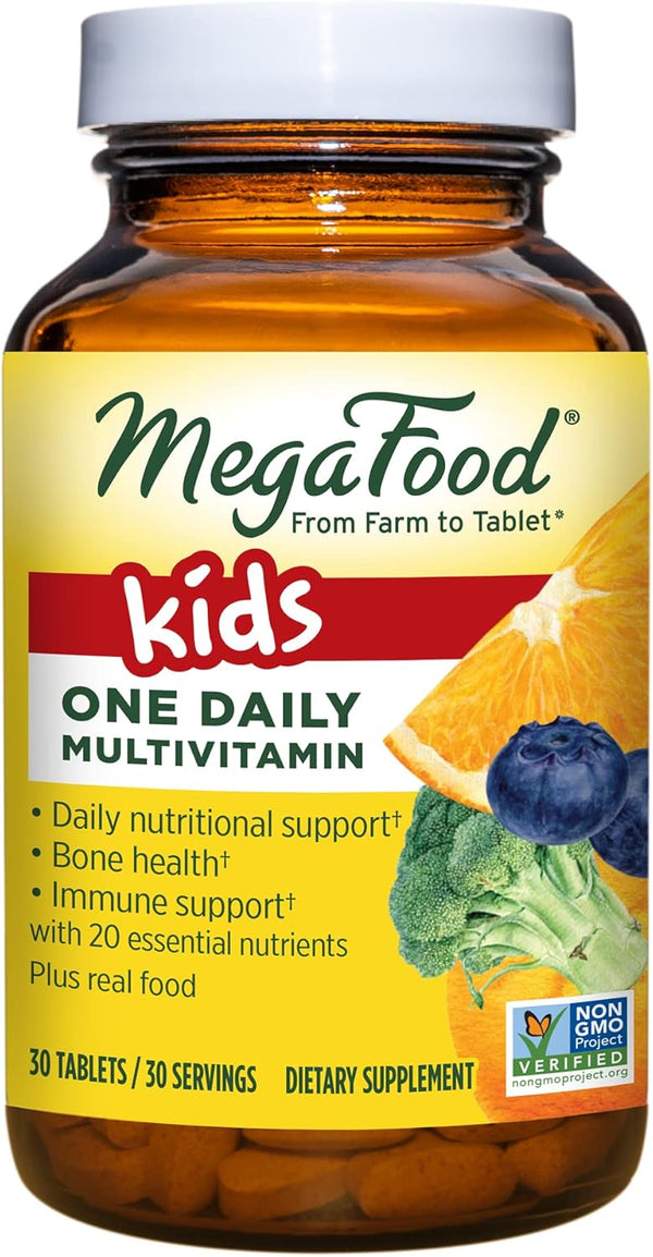 MegaFood Kids One Daily, Kids Vitamins, 30 Mini Tabs, With Vitamin B, C, D & Zinc, Bone Health & Immune Support