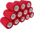 Self Adherent Cohesive Bandage Latex 3"x5 Yards, 12 Rolls First Aid Bandages for Wrist Ankle Sprain, Red