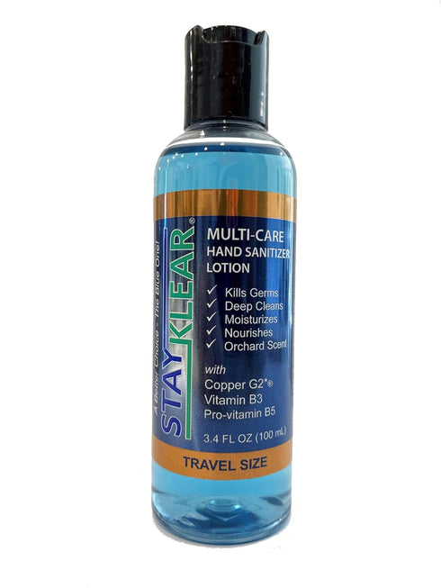 StayKlear New Multi-Care Hand Sanitizer Lotion (3.4 Fl Oz) Travel Size with Copper