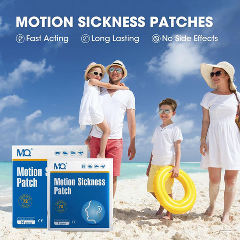 MQ 28 ct Motion Sickness Patches, Non-Drowsy Sea Sickness Patch for Travel, 2 Pairs of Wristbands Bonus