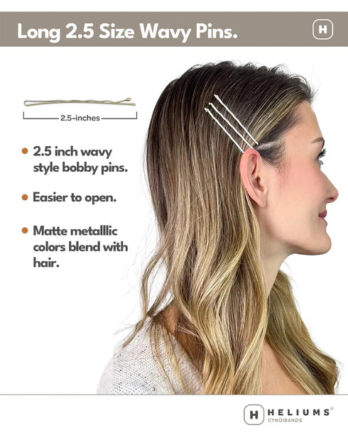 Heliums Large Bobby Pins - Auburn Red, 2.5 Inch Extra Long Wavy Hair Pins, 24 Pack