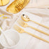 SUT 100 Pcs Gold Plastic Silverware, Disposable Forks and Spoons for Parties and Weddings