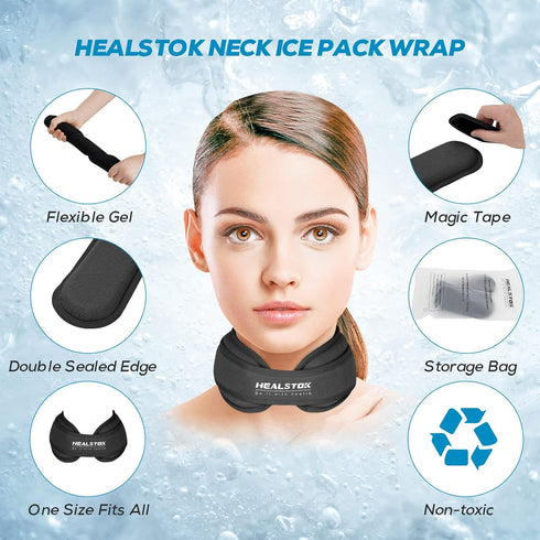 Cervical Ice Pack Neck Wrap, Reusable Cold & Hot Therapy Gel for Neck Injuries, Adjustable Migraine Relief