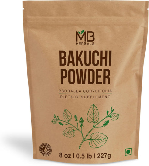 MB Herbals Bakuchi Powder 8 oz / 227 Gram, Psoralea corylifolia Seeds Powder for Skin Care