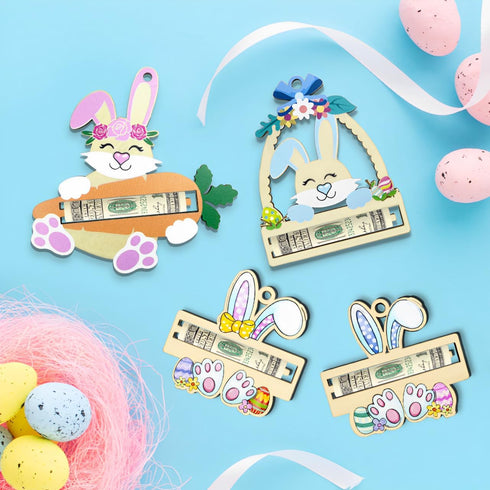 Set 4 of Easter Money Holder, Bunny Money Holders, Bunny Bucks Money Holder, Easter Basket Tag Gift Card, Basket