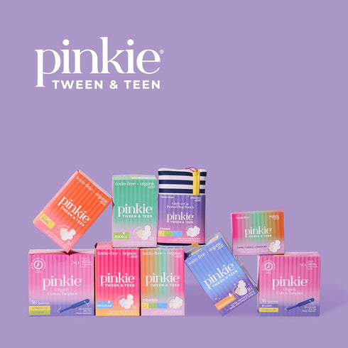 Pack, 18 Count Pinkie Period Starter Pads - Designed for Smaller Underwear - Organic Cotton Topsheet Tween & Teen Pads