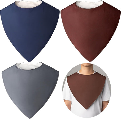Kadamii 3 Pack Adult Bibs for Women and Men, Waterproof Washable Clothing Protectors, X-Large Absorbent Bandana Drool