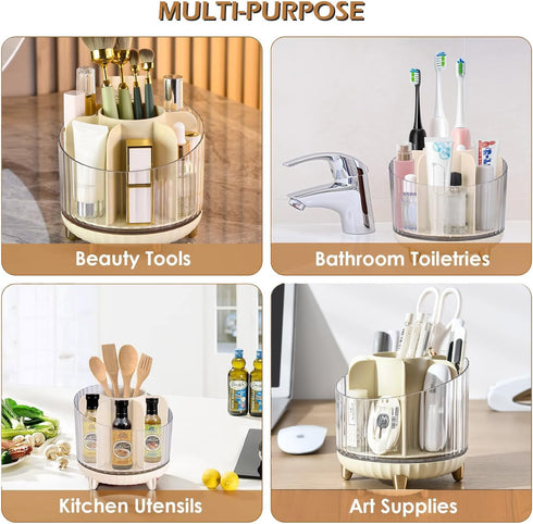 360 Rotating Makeup Organizer, Cosmetic Display Case, Makeup Brush Holder, Lipstick Organizer for Bathroom, Vanity