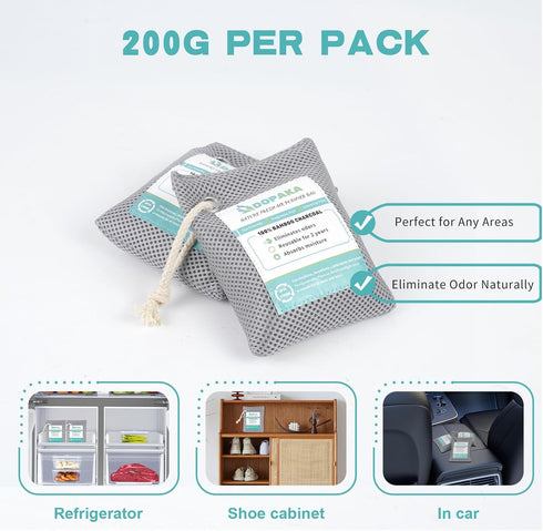 Nature Fresh Air Purifier Bags, Activated Charcoal, Moisture Absorber, Odor Eliminator for Home, Pet, Closet