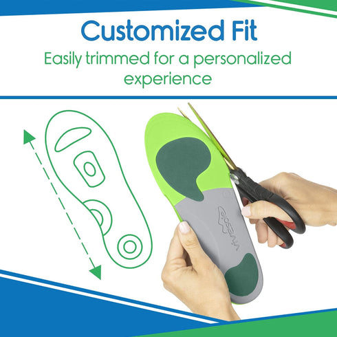 Orthotic Inserts for Plantar Fasciitis - Full Length Arch Support Insoles for Comfort and Relief from Foot and Heel Pain