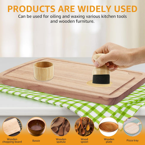 Tcwhniev Cutting Board Oil Wax Applicator with Lid and Ergonomic Handle, Wood Cutting Board Oil Applicator, Versatile