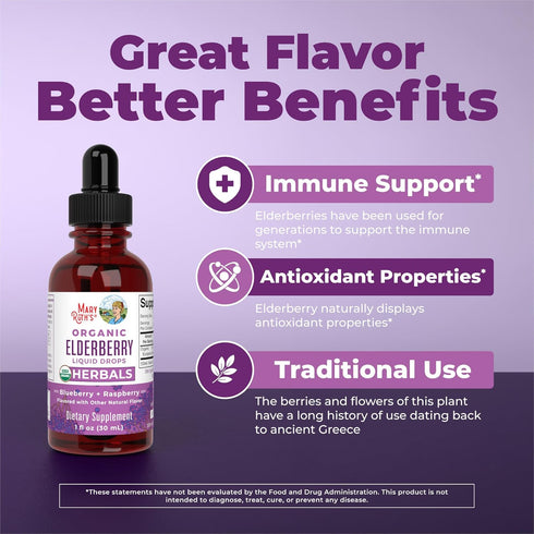 Immune 1 Oz MARYRUTH'S Elderberry Liquid Drops for Adults & Kids | Support | Antioxidant | Overall Wellness | Elder