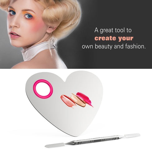 Luxspire Makeup Mixing Palette, Stainless Steel Cosmetics Palette with Spatula for Foundation Cream Mixing, Eyeshadow,