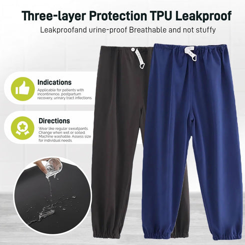 Yodilala TPU Waterproof and Leak-Proof Reusable Incontinence Pants, Leak-Proof and Washable Urinary Incontinence Pants