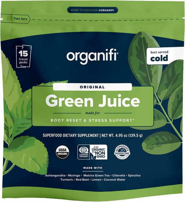Organifi: GO Packs - Green Juice - Organic Superfood Supplement Powder -