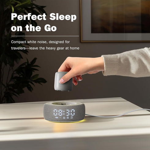 Paussion 25 Dimmable 7 White Noise Machine with Smart Alarm Clock, Soothing Sounds, Portable Sleep Sound Machine Aid