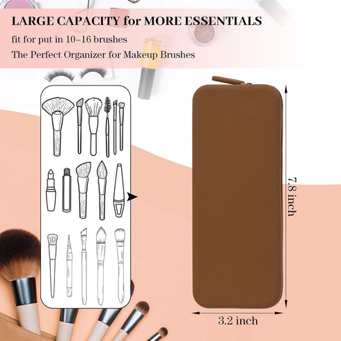 Sakolla Travel Makeup Brush Holder, Silicone Makeup Bag with Zipper Pouch for Organizing Cosmetics and Pencils