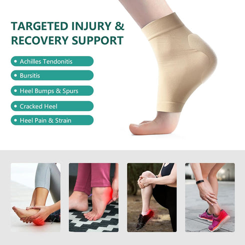 Welnove Achilles Tendonitis Heel Protector Socks, Compression Socks for Bursitis, Tendonitis, Tenderness, Dry Cracked