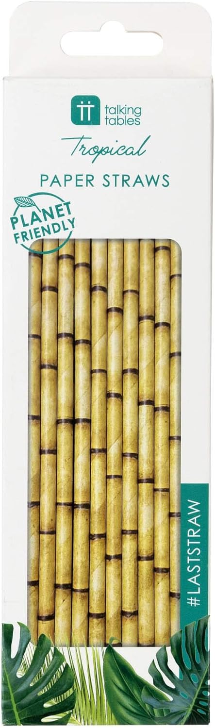 Talking Tables Tropical Fiesta Bamboo Paper Straws, Pack of 30, Biodegradable Eco-Friendly