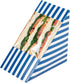 Restaurantware Cafe Vision Sandwich Paper Boxes - 25 Large Disposable Wedge Boxes with Window, Blue and White