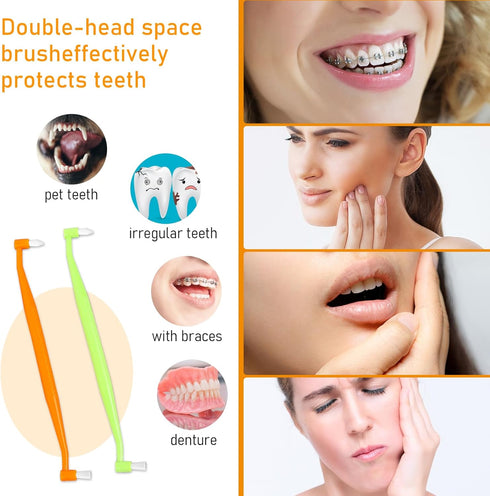 End Tuft Toothbrush | 4 PCS Orthodontic Double-Ended Proxy Brushes for Dental Tools