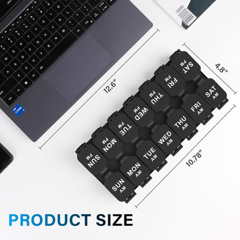 Toollygozz 2 7 Extra Large Weekly Pill Organizer - Waterproof Pill Box Times a Day, Day Am Pm Medicine Pill Organizer