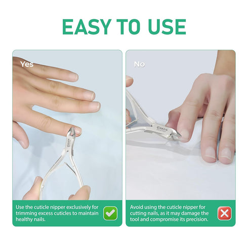 Professional Cuticle Trimmer with Pusher, Stainless Steel Cuticle Cutter & Sharp Blades for Nail Care & Manicure