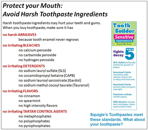 Squigle Tooth Builder SLS Free Toothpaste, Stops Tooth Sensitivity, Prevents Canker Sores, 4 Pack