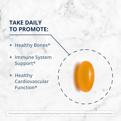 Metagenics Vitamin D3 + K, Immune Support, Bone Health & Heart Health*, Non-GMO, Gluten-Free, 60 Softgels, 5,000 IU