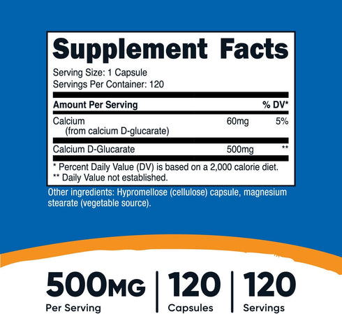 Nutricost Calcium D-Glucarate 500mg, 120 Capsules - Gluten Free, Non-GMO, Vegetarian Friendly