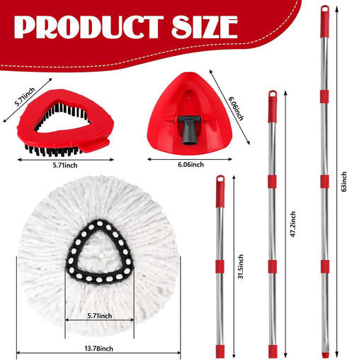 RA RUNNING ALIEN Set 1-Tank 16 Refills,1 Head,1 Base,and(31-63in) Set Spin Mop Replacement for O-Ceda EasyWring System