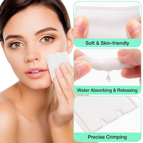 Noverlife 444PCS Makeup Cotton Pads, Natural Premium Square Cotton Puff for Gentle Makeup Removal