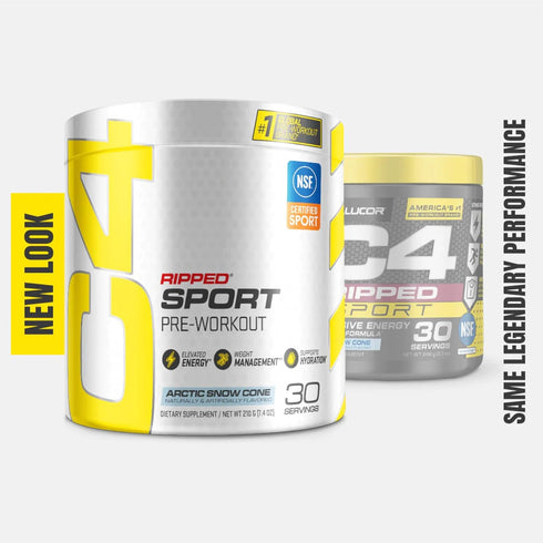C4 Ripped Sport Pre Workout Powder Arctic Snow Cone - Sugar Free Energy Supplement for Men & Women, 30 Servings, 135mg